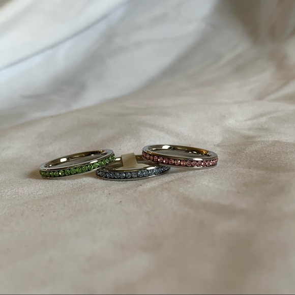 None Jewelry - NWT Steel and Colored Cubic Zirconia Rings